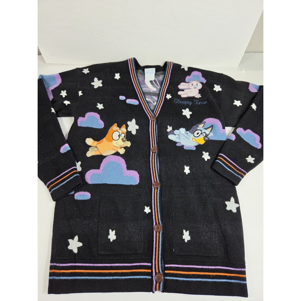 Boxed Lunch Bluey Women Sz S Sleepytime Cardigan  Sweater Fall 2023 Black